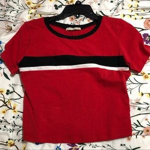 Red striped crop top